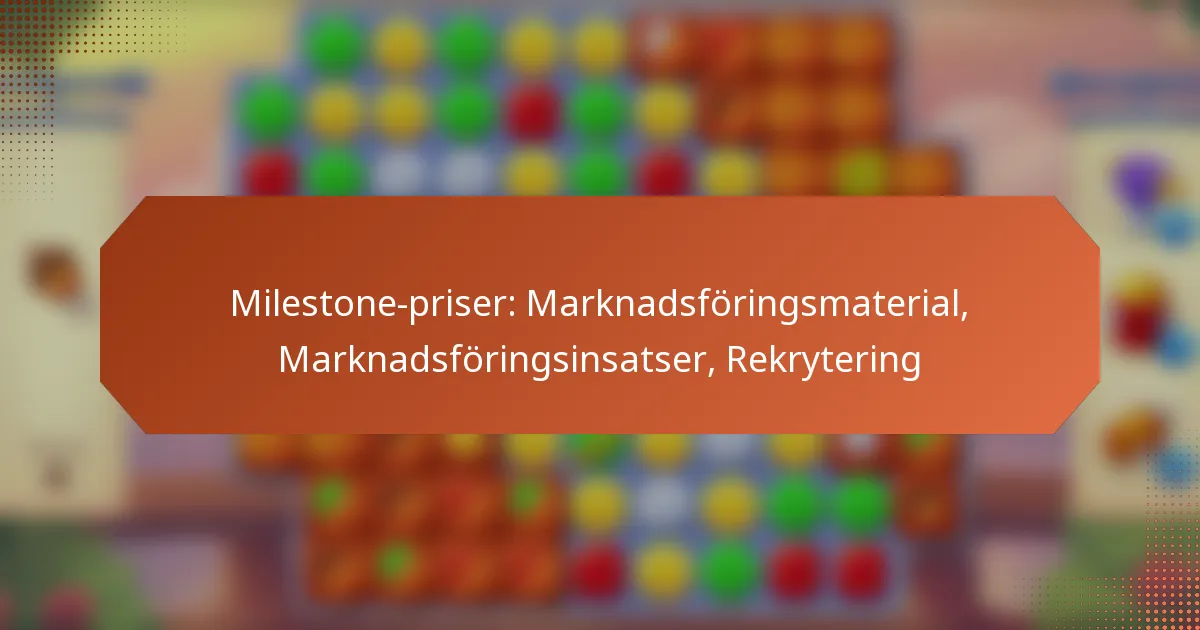 Milestone-priser: Marknadsföringsmaterial, Marknadsföringsinsatser, Rekrytering