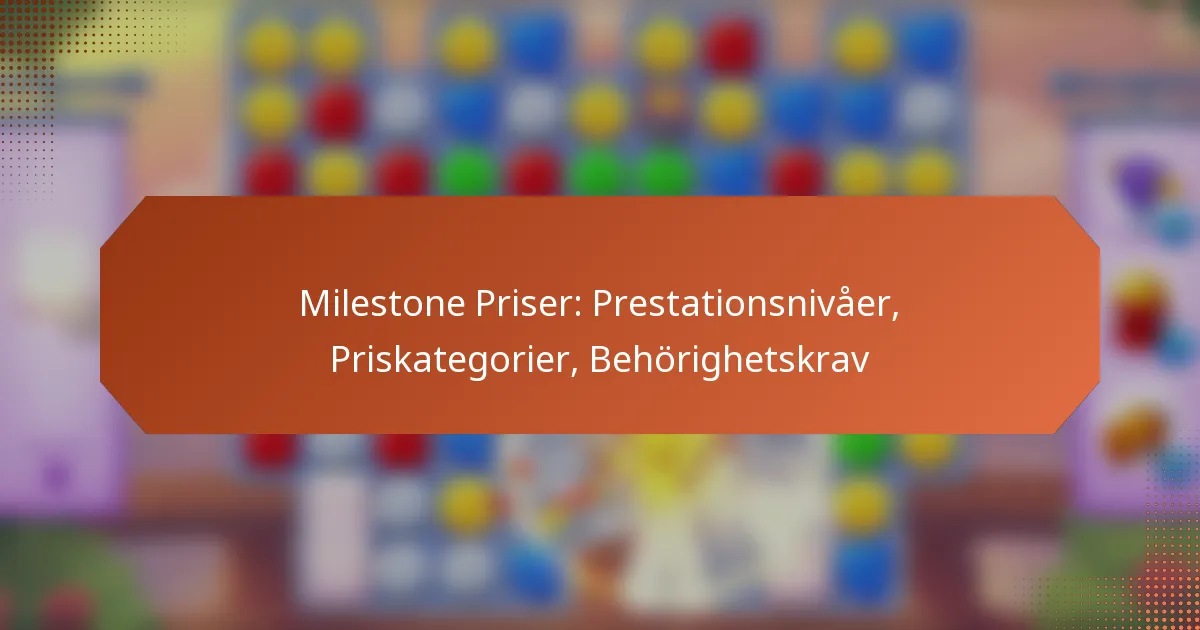 Milestone Priser: Prestationsnivåer, Priskategorier, Behörighetskrav