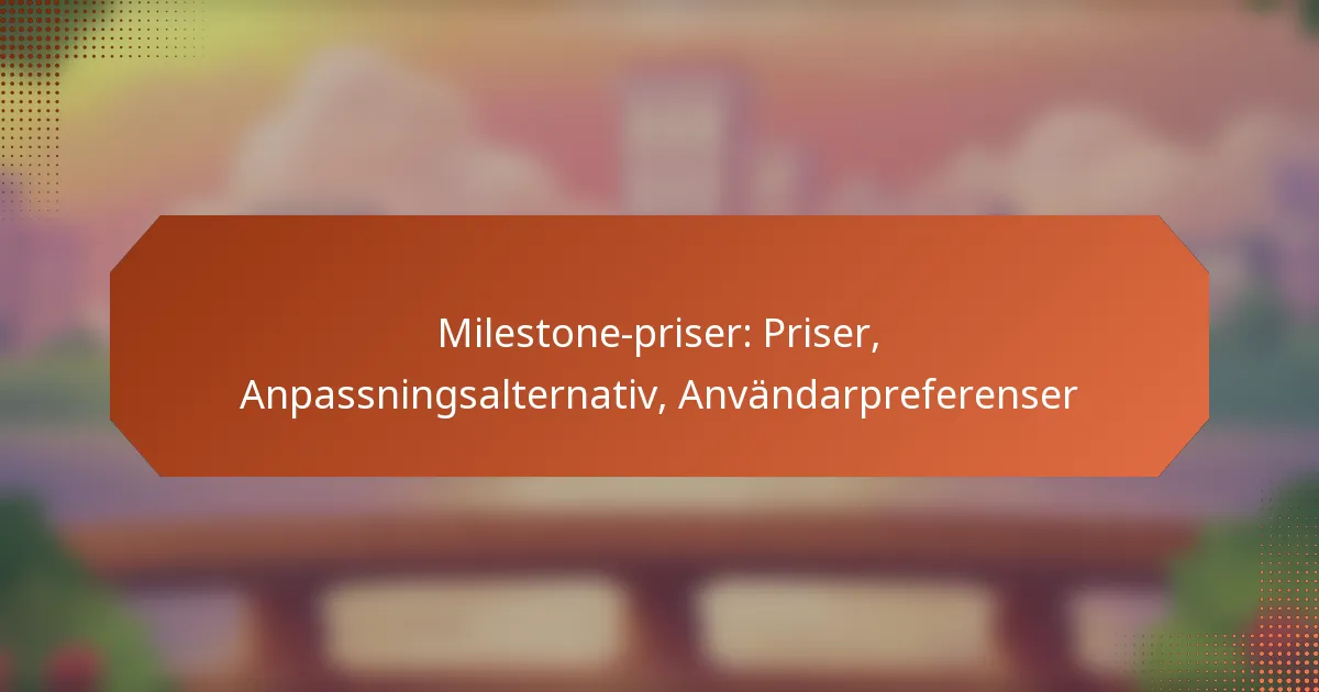 Milestone-priser: Priser, Anpassningsalternativ, Användarpreferenser