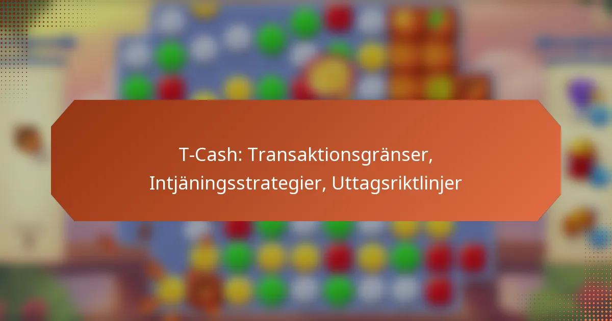 T-Cash: Transaktionsgränser, Intjäningsstrategier, Uttagsriktlinjer