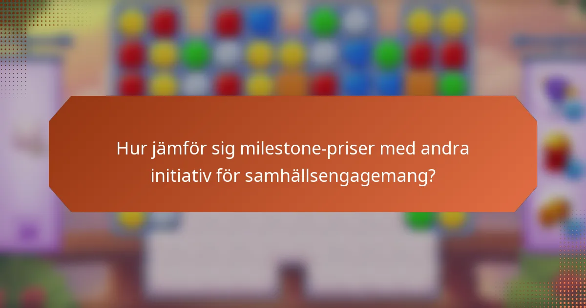 Hur jämför sig milestone-priser med andra initiativ för samhällsengagemang?